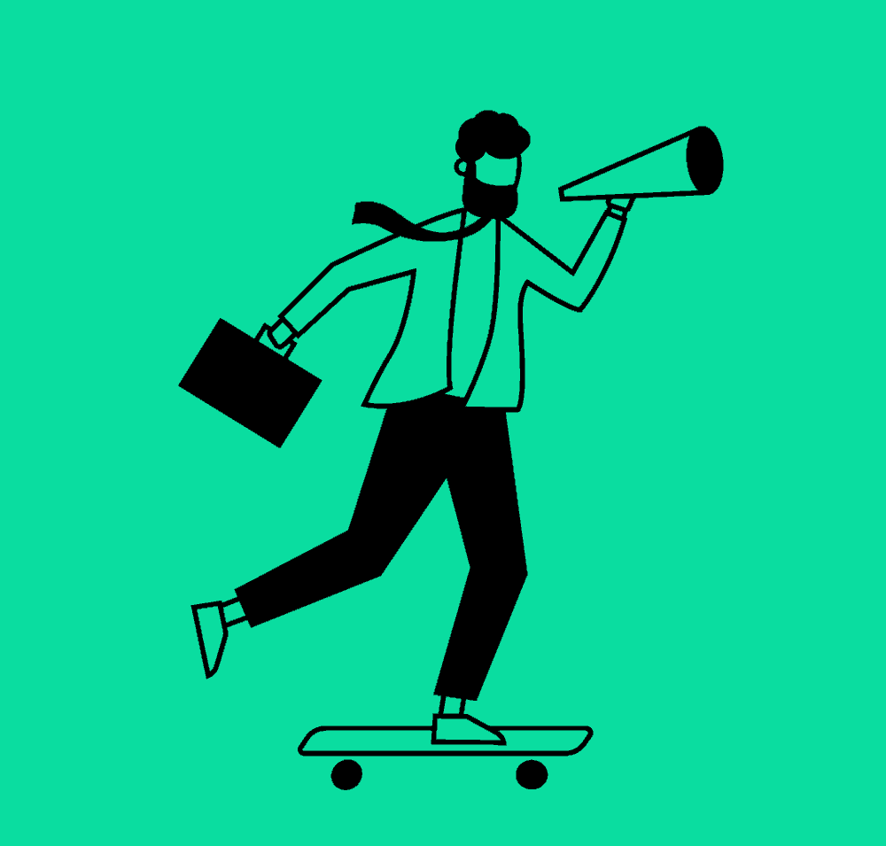 Animation of a person on a skateboard