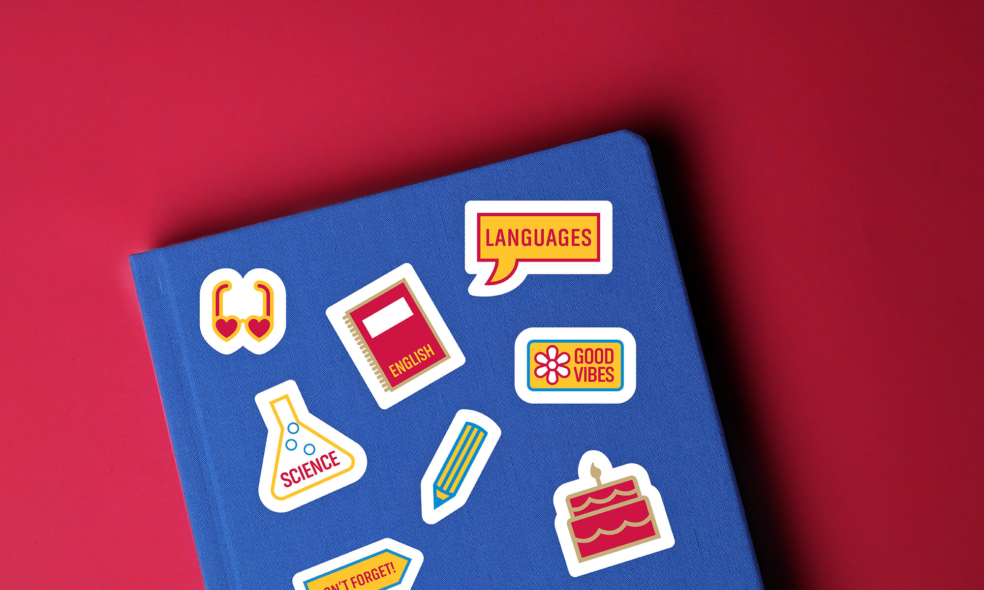 Custom stickers on a notebook cover
