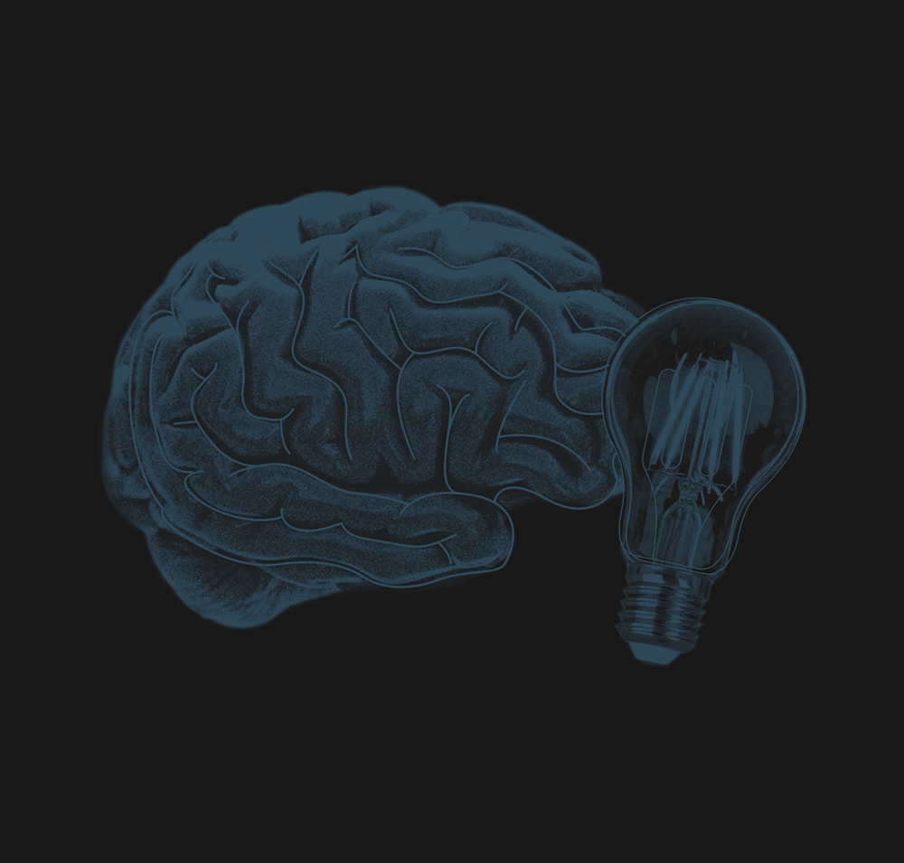 Brain and light bulb